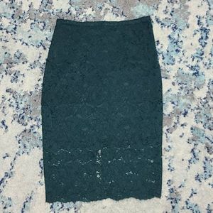 H&M- Green Lace Midi Skirt